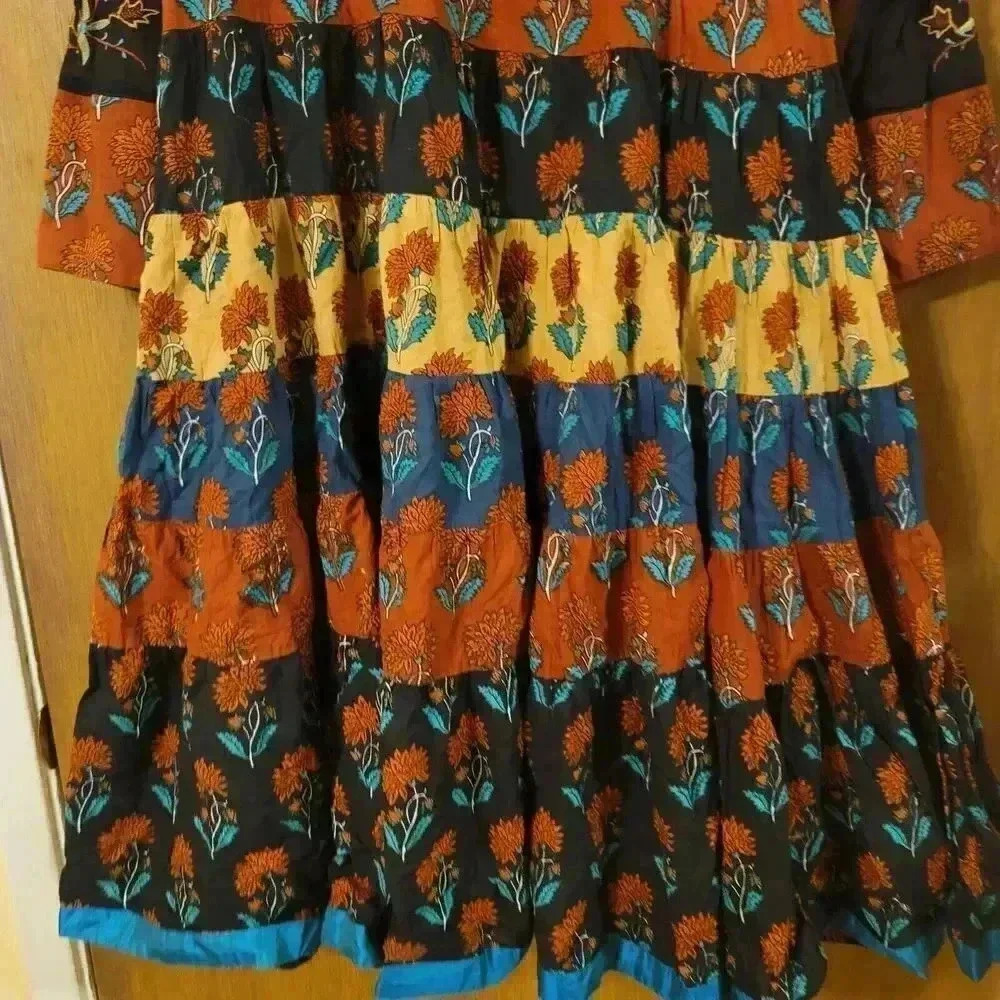 Bohemian Hippie Multi Pattern A Line Dress Size Small - Picture 3 of 13